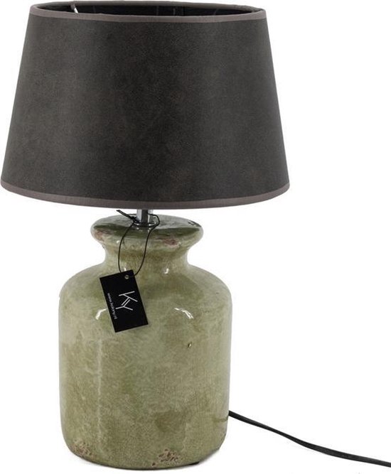 stimuleren Helemaal droog moersleutel Aardewerk lampenvoet groen - tafellamp stenen green - olijfkleurige  bureaulamp... | bol.com