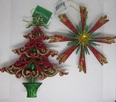 Kersthanger, Kurt Adler, kerstboom & ster: 13 x 16 x 3 & 13 x 13 cm