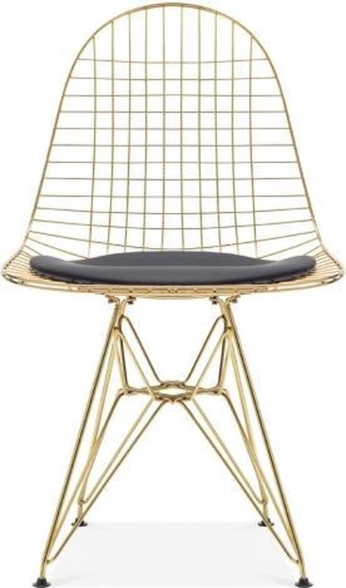 Roman Literaire kunsten Uitstroom DKR stijl draadstoel Goud/Zwart - Wire Chair - DKR stijl stoel | bol.com