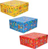 3x Rollen inpakpapier/cadeaupapier Club van Sinterklaas rood/blauw/geel 200 - Cadeaupapier/inpakpapier voor 5 december pakjesavond