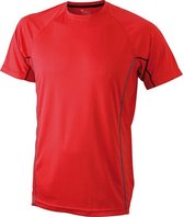James and Nicholson - Heren Running Reflex T-Shirt (Rood/Zwart)