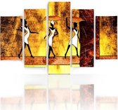 Schilderij , 3 afrikaanse vrouwen  II, multikleur , 4 maten , 5 luik , wanddecoratie , Premium print , XXL