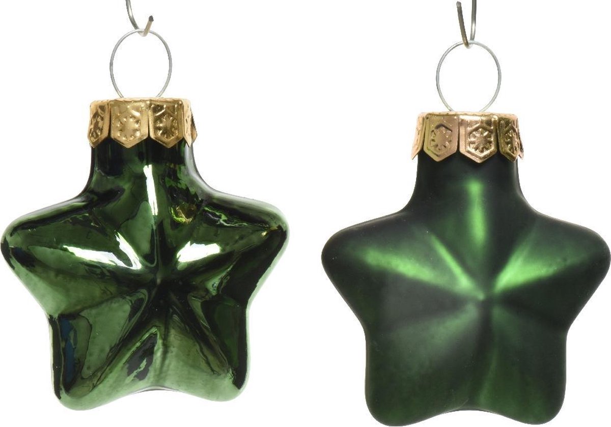 Decoris Ster Glas Glans-Mat Dennengroen 2x4.5x4cm
