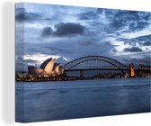 Canvas Schilderij Het Opera van Sydney en de Sydney Harbour Bridge in Australië - 90x60 cm - Wanddecoratie