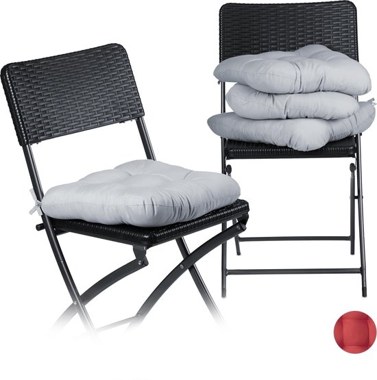 4-delig zitkussen set, kussens, stoelkussen, 40 x 40 cm, tuinstoelkussen, zitkussen voor tuin, balkon en terras (Plaats,B