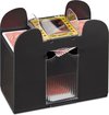 Relaxdays kaartschudmachine 6 decks - elektrische schudmachine voor speelkaarten - zwart