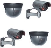 Relaxdays set van 4 dummy beveiligingscamera's - voor buitenshuis - LED licht - nepcamera