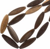 Houten Kralen Natural Look Ovaal (44 x 14 mm) Sienna (18 stuks)