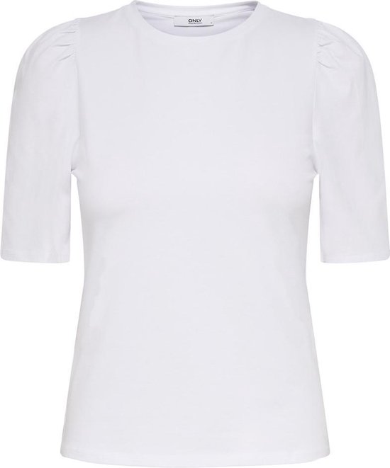 ONLY Onllucia Reg S/S Top Jrs, T-Shirt Donna, Bianco Brillante/Stampa: Born To Rock World Tour, XXS
