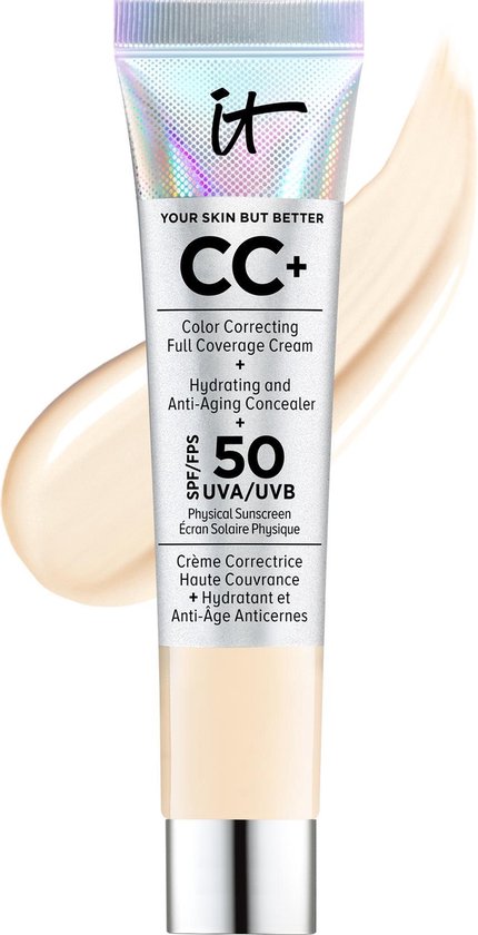 Reiskoker IT Cosmetics CC+ Cream SPF50 met een veeg crème.