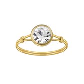 Ringen dames | Gold plated ring met kleurloze kristal