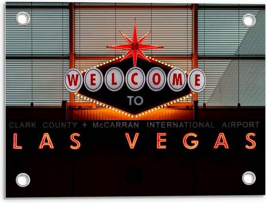 Tuinposter – ''Welcome To Las Vegas'' Bord - 40x30cm Foto op Tuinposter  (wanddecoratie voor buiten en binnen)