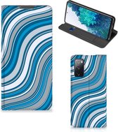 Hoesje Geschikt voor Samsung Galaxy S20 FE Book Case Golven Blauw