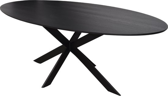 Eikentafel zwart ovaal + facet Matrix poten - eiken tafel 160 x 90 cm |  bol.com