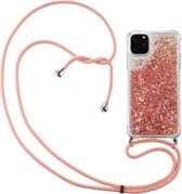 Lunso - Backcover hoes met koord - iPhone 12 Pro Max - Glitter Rose Goud