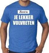 Grote maten Kerst is: je lekker volvreten Kerstshirt / Kerst t-shirt blauw voor heren - Kerstkleding / Christmas outfit 3XL