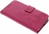 Klavertje Bloemen Booktype Samsung Galaxy J3 / J3 (2016) hoesje - Roze