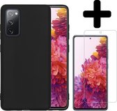 Hoesje Geschikt voor Samsung S20 FE Hoesje Siliconen Case Met Screenprotector - Hoes Geschikt voor Samsung Galaxy S20 FE Hoes Siliconen - Zwart