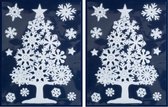 2x Kerst raamversiering raamstickers witte kerstboom 29,5 x 40 cm