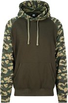 Awdis Gewoon Hoods Volwassenen Unisex Two Tone Hooded Honkbal Sweatshirt/Hoodie (Solid Green/Green Camo)