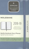 Moleskine Wochen Notizkalender, 18 Monate, 2018/2019, Pocket/A6, Hard Cover, Aschblau