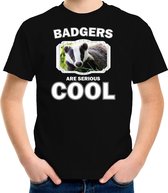 Dieren dassen t-shirt zwart kinderen - badgers are serious cool shirt  jongens/ meisjes - cadeau shirt das/ dassen liefhebber XS (110-116)