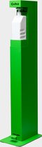 Type bright color –staande desinfectie dispenser zuil- Met voetbediening. Maatvoering H1021 x B100 x D200 mm - 10.6 kg - Verstelbare Houder voor verschillende typen flessen 160-240mm. Incl. lege navulfles + pomp 1 liter. Kleur groen RAL 6018.