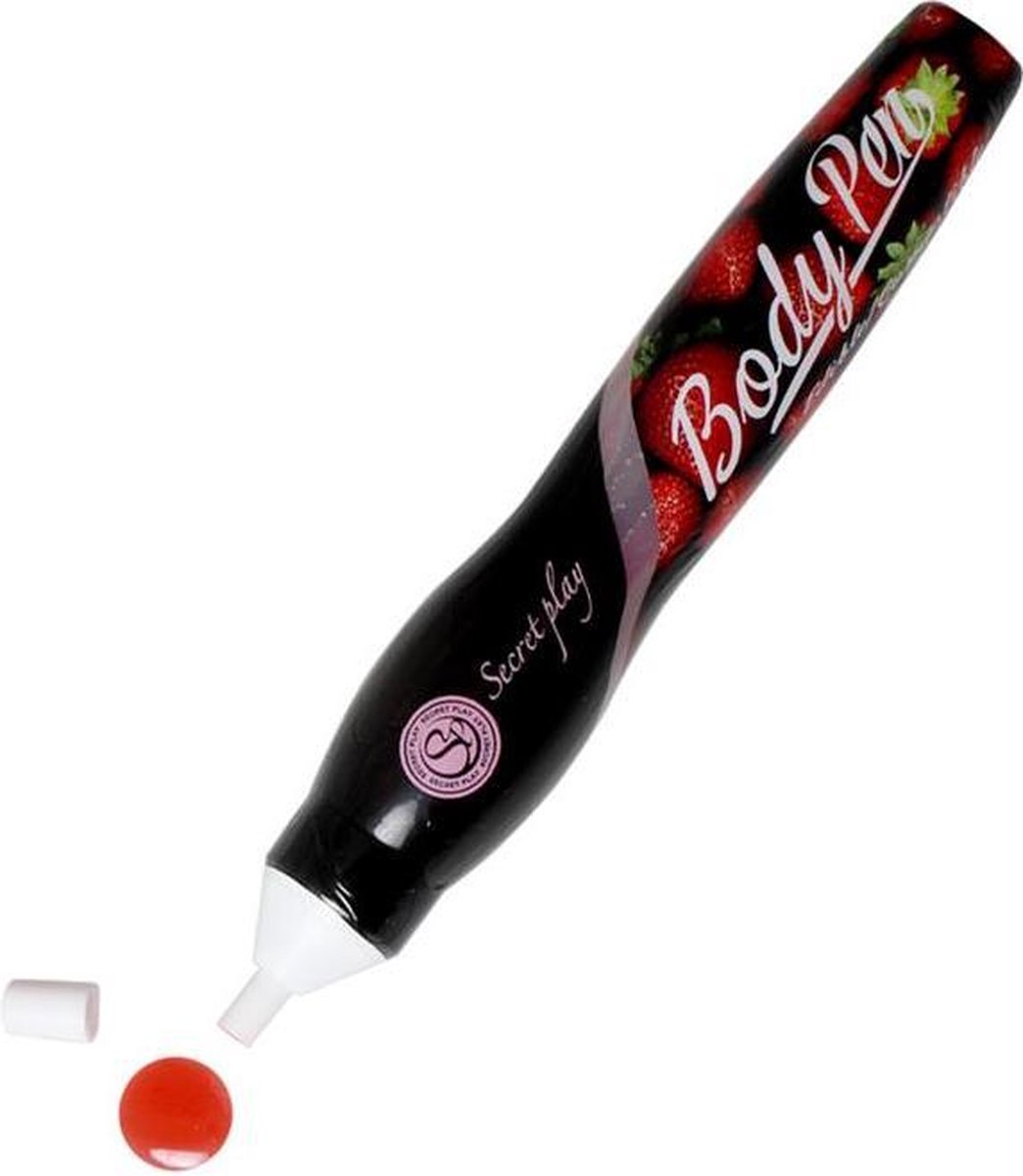 Secret Play Body Pen Strawberry - Erotisch spelplezier - Teken op je Partner! Aardbeiensmaak - 35 gr