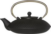 Nara theepot - 0.8L - mat zwart - gouden handvat
