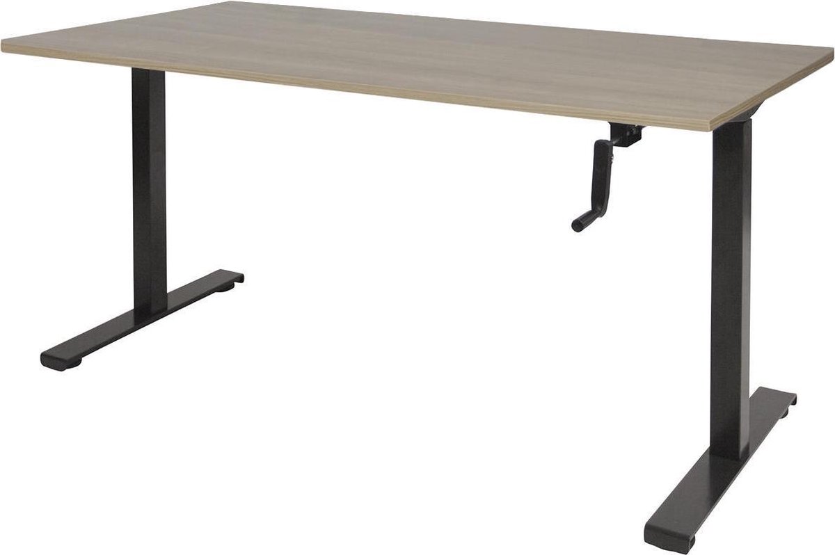 RoomForTheNew Bureau Heathrow Slinger-Desk - Zit sta Bureau - Zit sta Bureau Elektrisch - Gaming Bureau - Game Bureau - Verstelbaar Bureau - standing Desk - slinger bureau--Robson eiken blad-Zwart  onderstel- 180x80