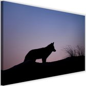 Schilderij Jagende wolf, 2 maten, paars, Premium print