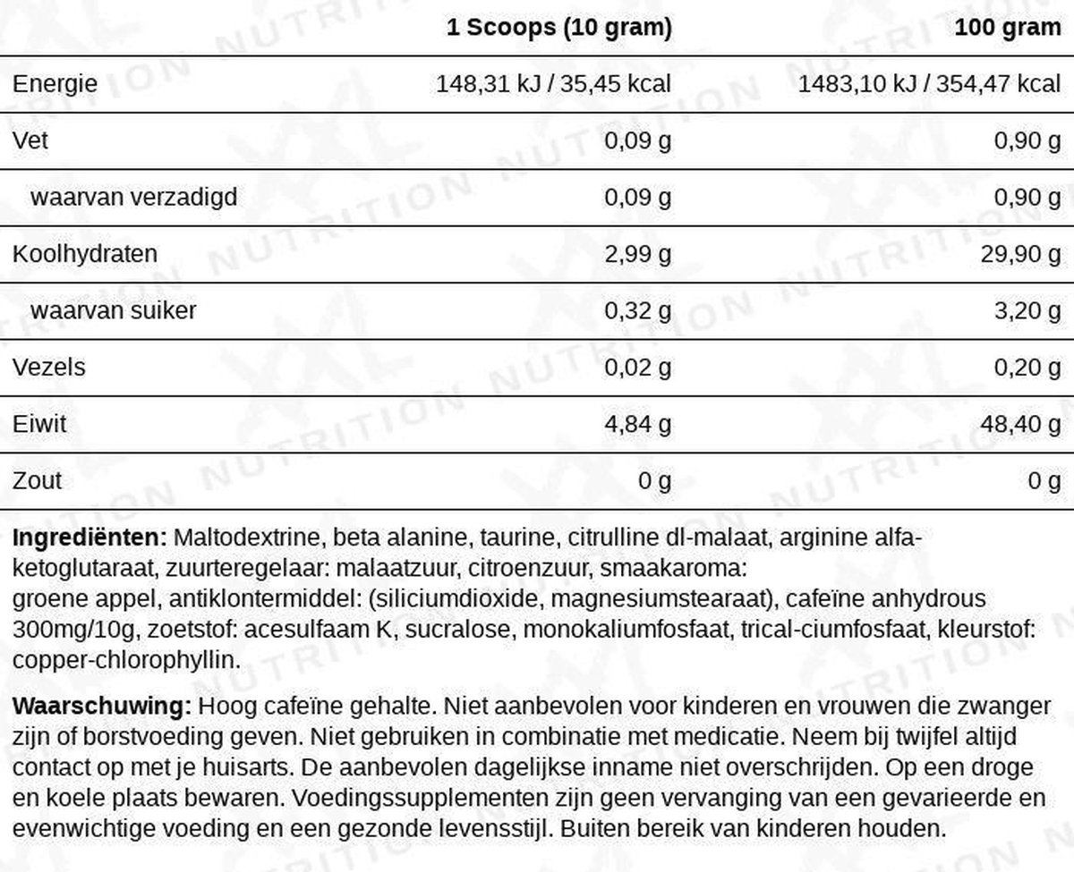 XXL Nutrition - Blast! Pre Workout Zonder Cafeïne - Citruline Malaat