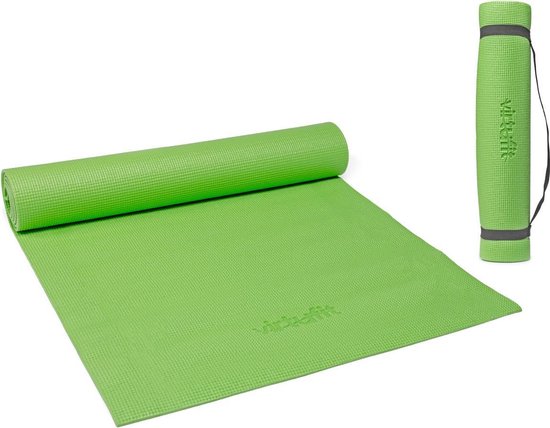 Groene Yoga mat - met grip - met opbergkoord / dikke yoga mat perfect voor  pilates,... | bol.com