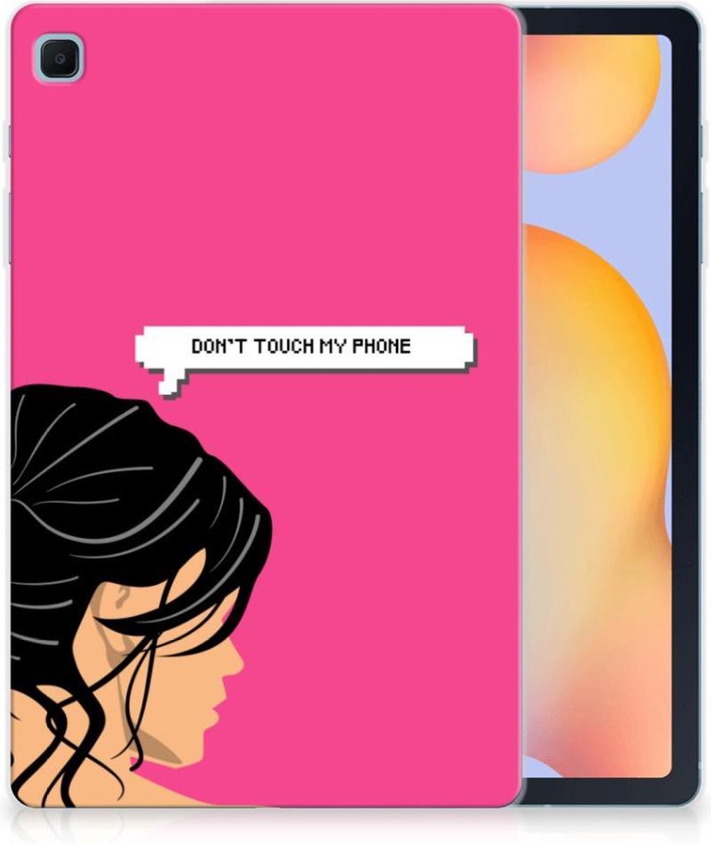 Siliconen Hoes Samsung Galaxy Tab S6 Lite | Tab S6 Lite 2022 Cover Woman Don't Touch My Phone met doorzichte zijkanten