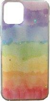 iPhone 7/8/SE 2020 hoesje regenboog met glitters - iPhone case - telefoonhoesje voor de iPhone