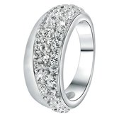 Lucardi Dames Ring met kristal - Ring - Cadeau - Moederdag - Staal - Zilverkleurig