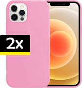 Hoes voor iPhone 12 Pro Max Case Hoesje Siliconen Hoes Back Cover Roze - 2 Stuks