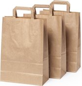 Papieren tassen - Draagtassen bruin 26cm breed per 100 stuks