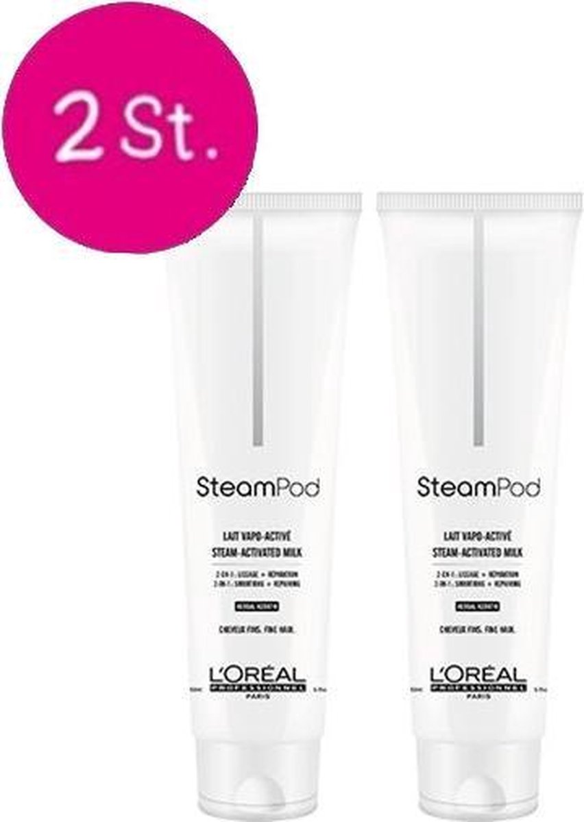 2x L'Oréal Steampod 3.0 Smoothing Milk - fijn haar 150ml - L’Oréal Professionnel