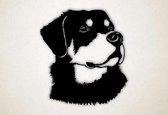 Wanddecoratie - Hond - Rottweiler - XS - 28x25cm - Zwart - muurdecoratie - Line Art