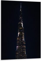 Dibond - Dubai Fontein in het Donker - 80x120cm Foto op Aluminium (Wanddecoratie van metaal)