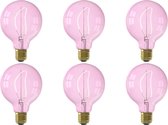 CALEX - LED Lamp 6 Pack - Nora Quartz G95 - E27 Fitting - Dimbaar - 4W - Warm Wit 2000K - Roze - BSE