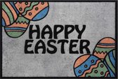 Deurmat Happy Easter Wasbaar 30°C - grijs 40x60 cm