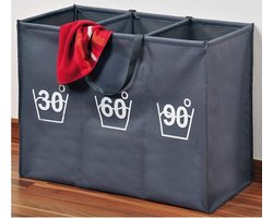 Wassorteerder - 150 L - Sorteer wasmand op Temperatuur - 30° 60° 90° - Wasbasket - Wasmand met 3 Vakken - 74 x 36 x 59.5Cm - Grijs