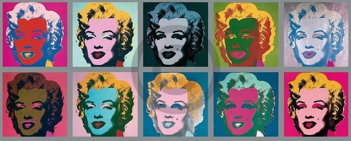 PGM Kunstdruk Andy Warhol - Ten Marilyns 1967 134x56cm Divers