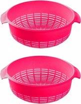 2x Kunststof vergiet roze - 37 x 23 x 9 cm - Plastic vergieten keuken accessoires