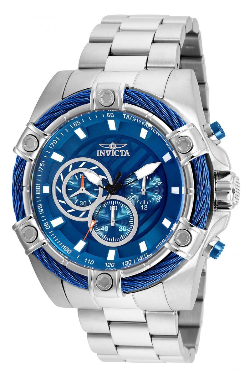 Invicta Bolt 25513 Heren Horloge - Waterdicht - Analoog - Quartz Uurwerk - Roestvrij Staal met blauwe Wijzerplaat -52mm