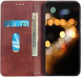 OnePlus 8T Book Case Hoesje Litchi Skin Wallet Bruin