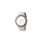 Kerbholz Franz - Walnut Rock quartz  beige - leder band 3 ATM (handen wassen)