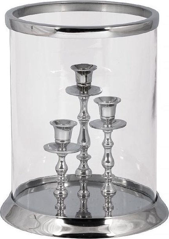 hoogte geestelijke Gemeenten By Kohler Windlicht rond glas/zilver metaal (110369) | bol.com